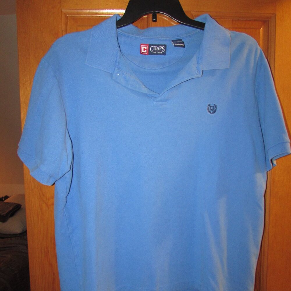 Chaps 100% Cotton Blue Polo Size XL